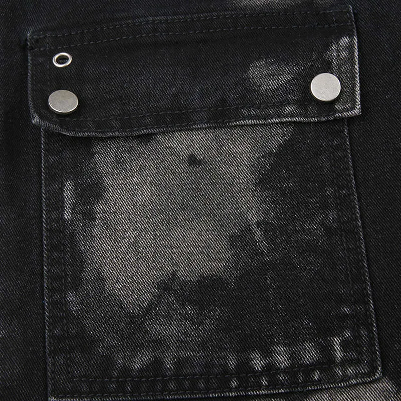 Denim Straight Pants - Urban Tie-Dyed Streetwear