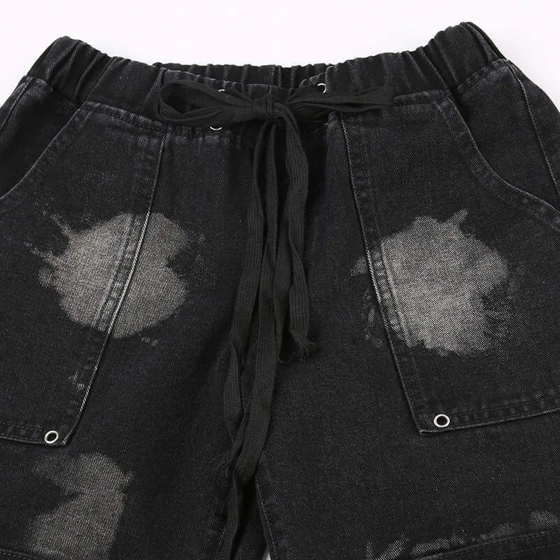 Denim Straight Pants - Urban Tie-Dyed Streetwear