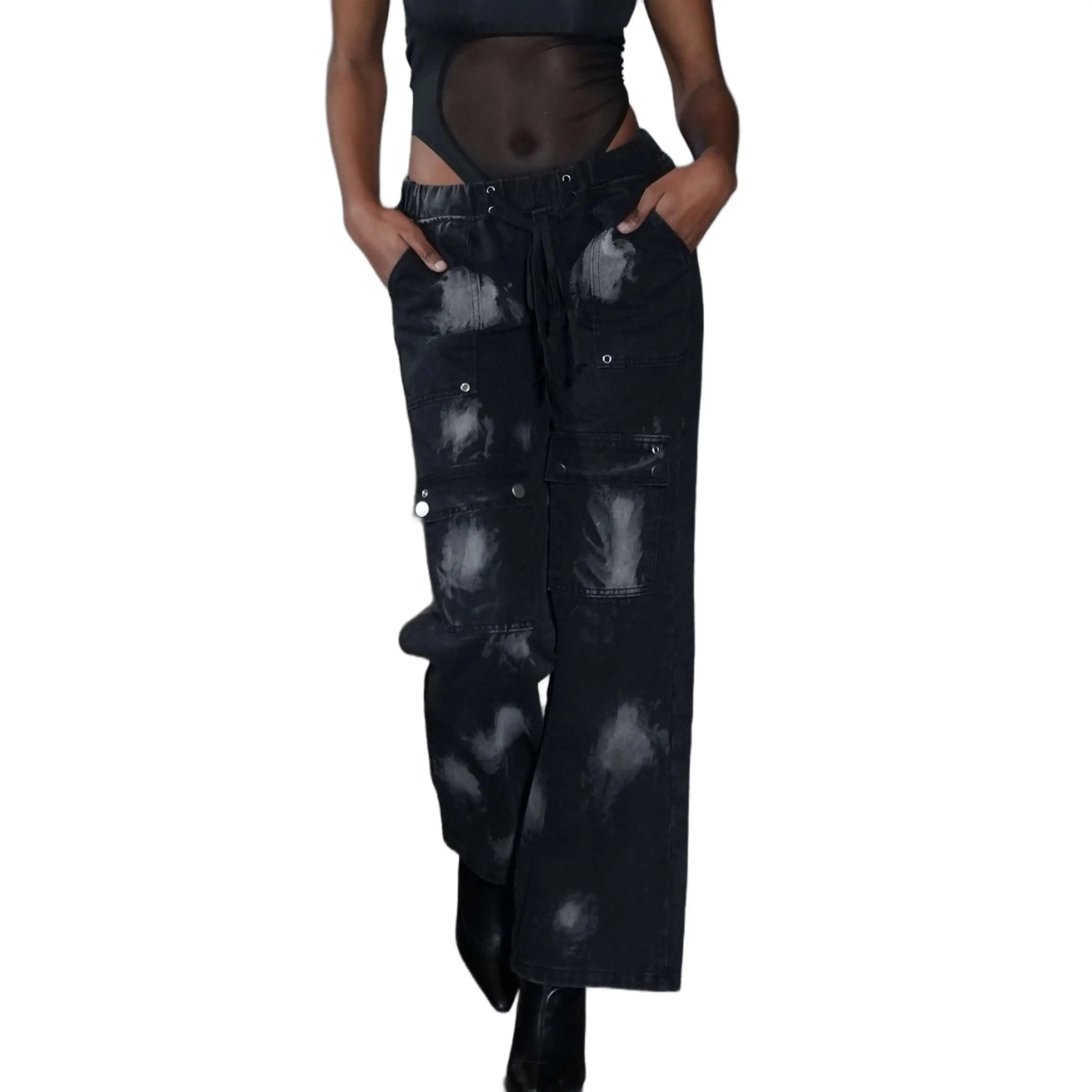 Denim Straight Pants - Urban Tie-Dyed Streetwear