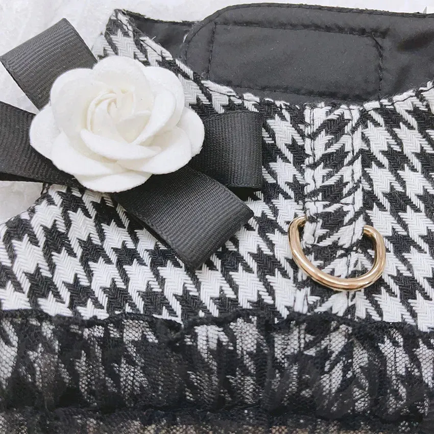 DIVA Pet Houndstooth Tutu Dress Harness   Leash