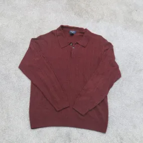 Dockers Men Pullover Polo Sweater Knitted Long Sleeve Collard Maroon Size Medium