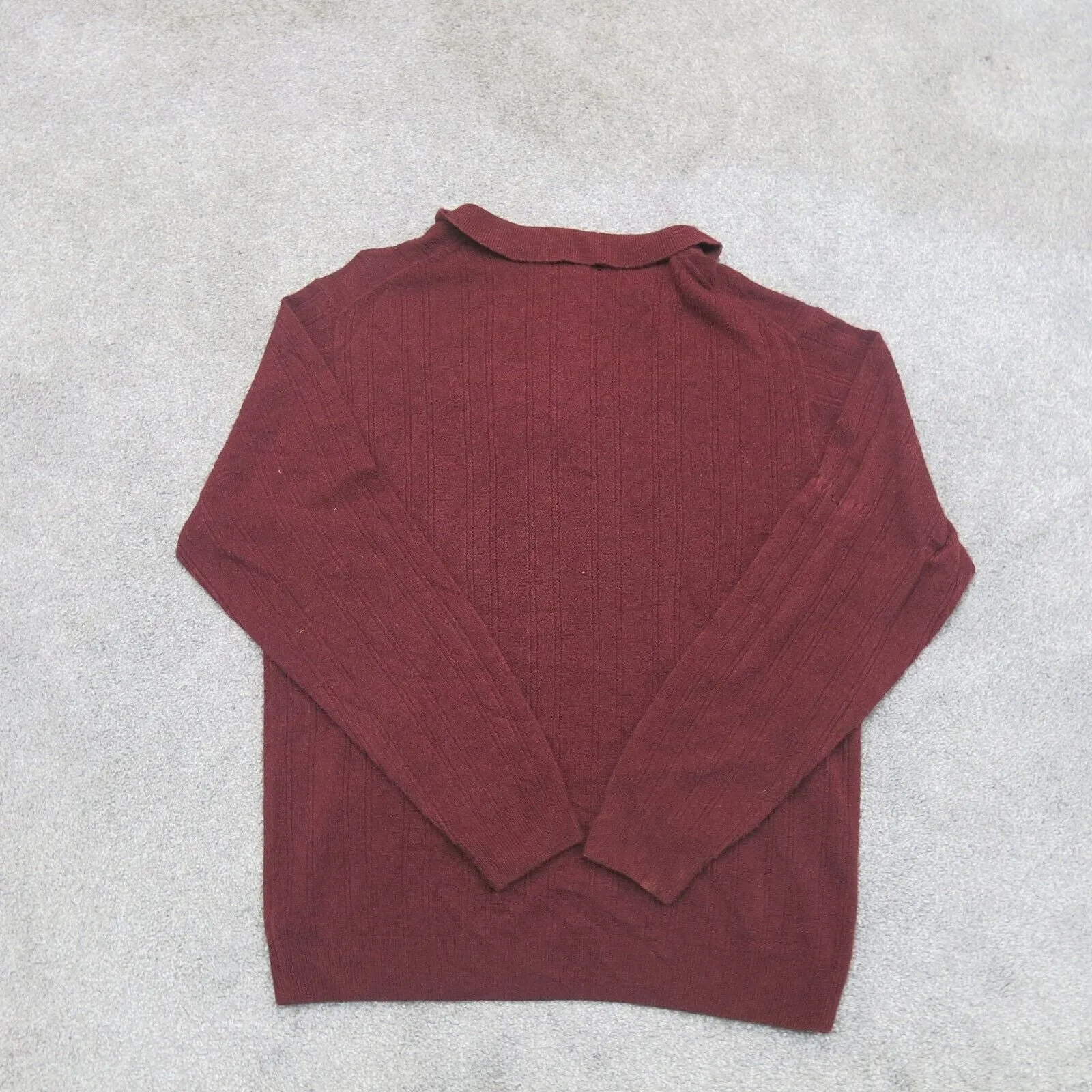 Dockers Men Pullover Polo Sweater Knitted Long Sleeve Collard Maroon Size Medium