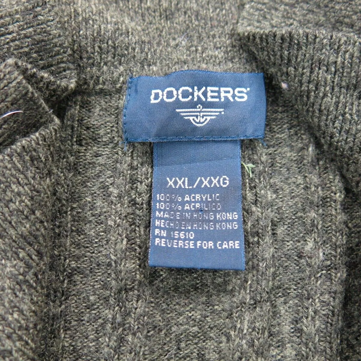 Dockers Mens Polo Sweater Knitted Long Sleeve Olive Green Size 2X Large