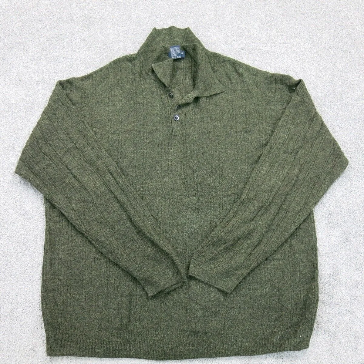 Dockers Mens Polo Sweater Knitted Long Sleeve Olive Green Size 2X Large
