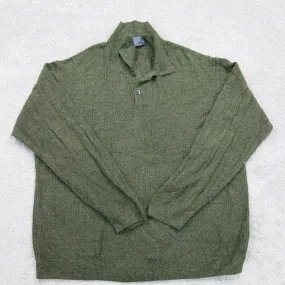Dockers Mens Polo Sweater Knitted Long Sleeve Olive Green Size 2X Large