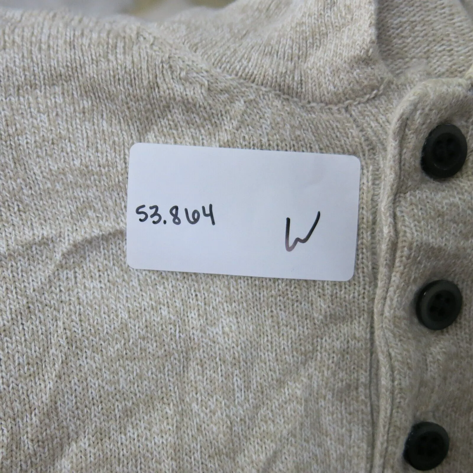 Dockers Womens Polo Argyle Sweater Knitted 100% Acrylic Long Sleeve Beige SZ XXL