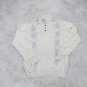 Dockers Womens Polo Argyle Sweater Knitted 100% Acrylic Long Sleeve Beige SZ XXL