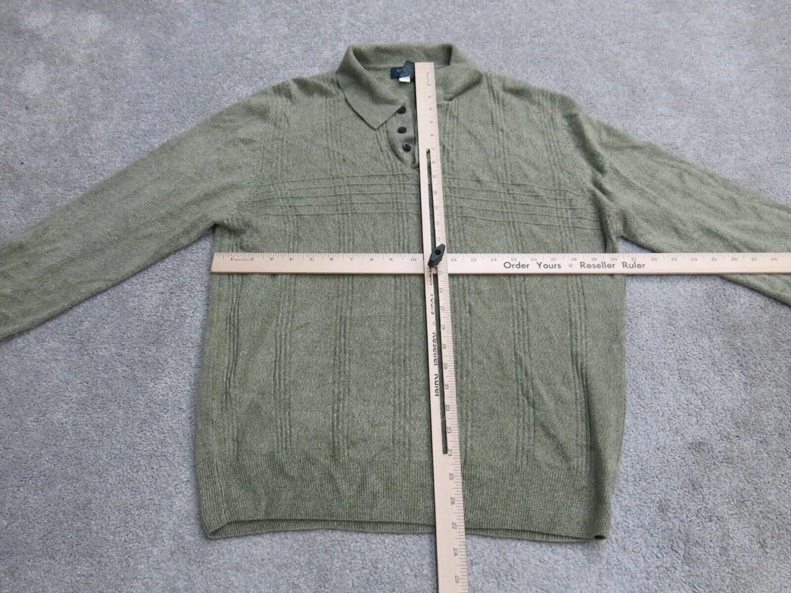 Dockers Womens Polo Sweater Knitted Long Sleeve Acrylic Light Green Size Large