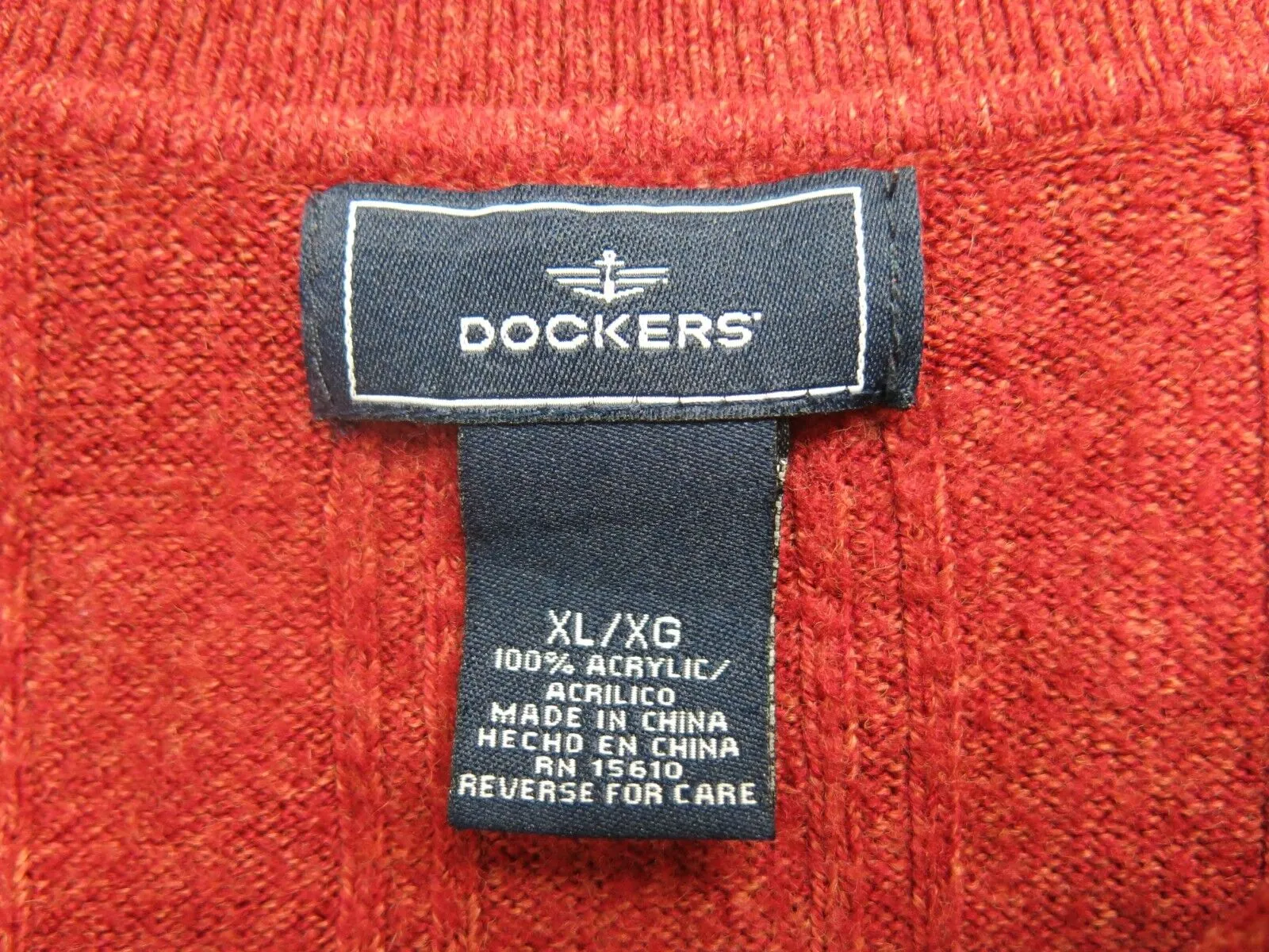 Dockers Womens Polo Sweater Knitted Long Sleeve Acrylic Red Size X Large