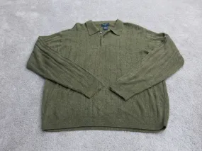 Dockers Womens Pullover Polo Sweater Knitted Long Sleeve Olive Green Size Medium