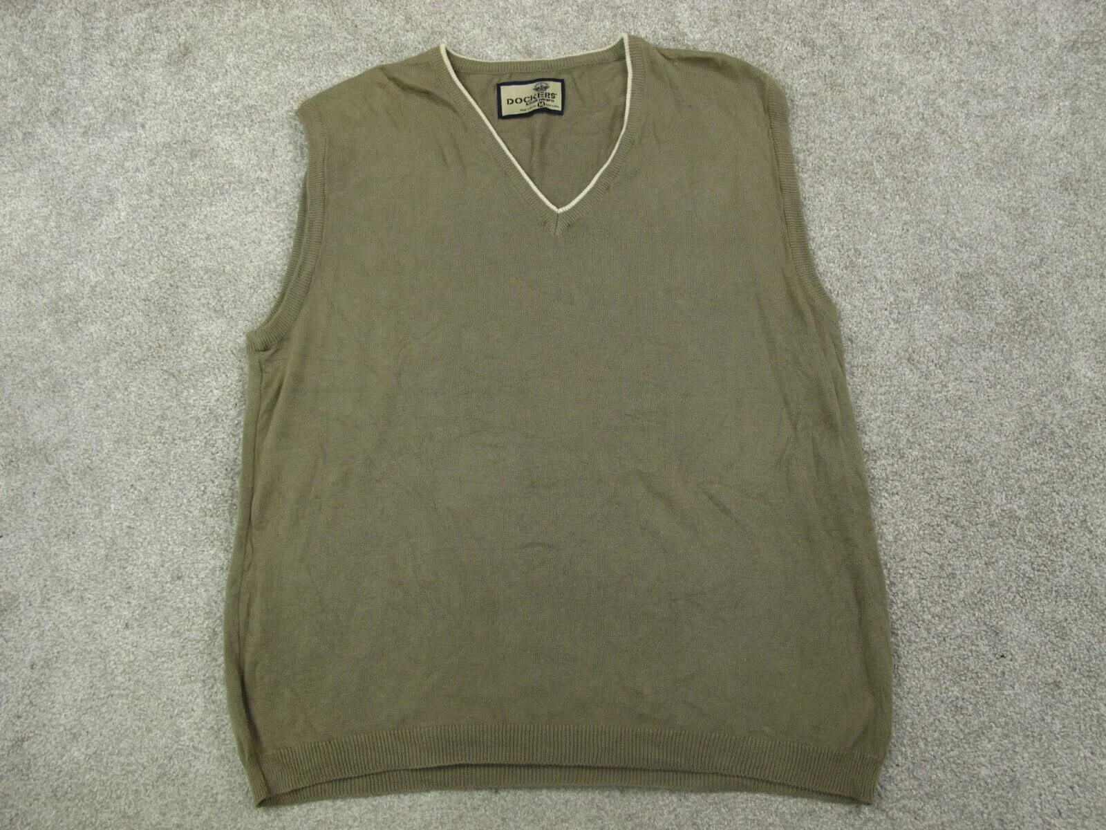 Dockers Womens Pullover Vest Knitted Sweater Sleeveless 100% Cotton Green Size M