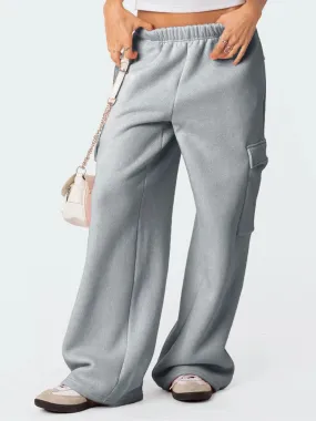 Drawstring High Waist Baggy Straight Wide Leg Sweat Pants Yoga High Waisted Solid Color Loose Causal Pants