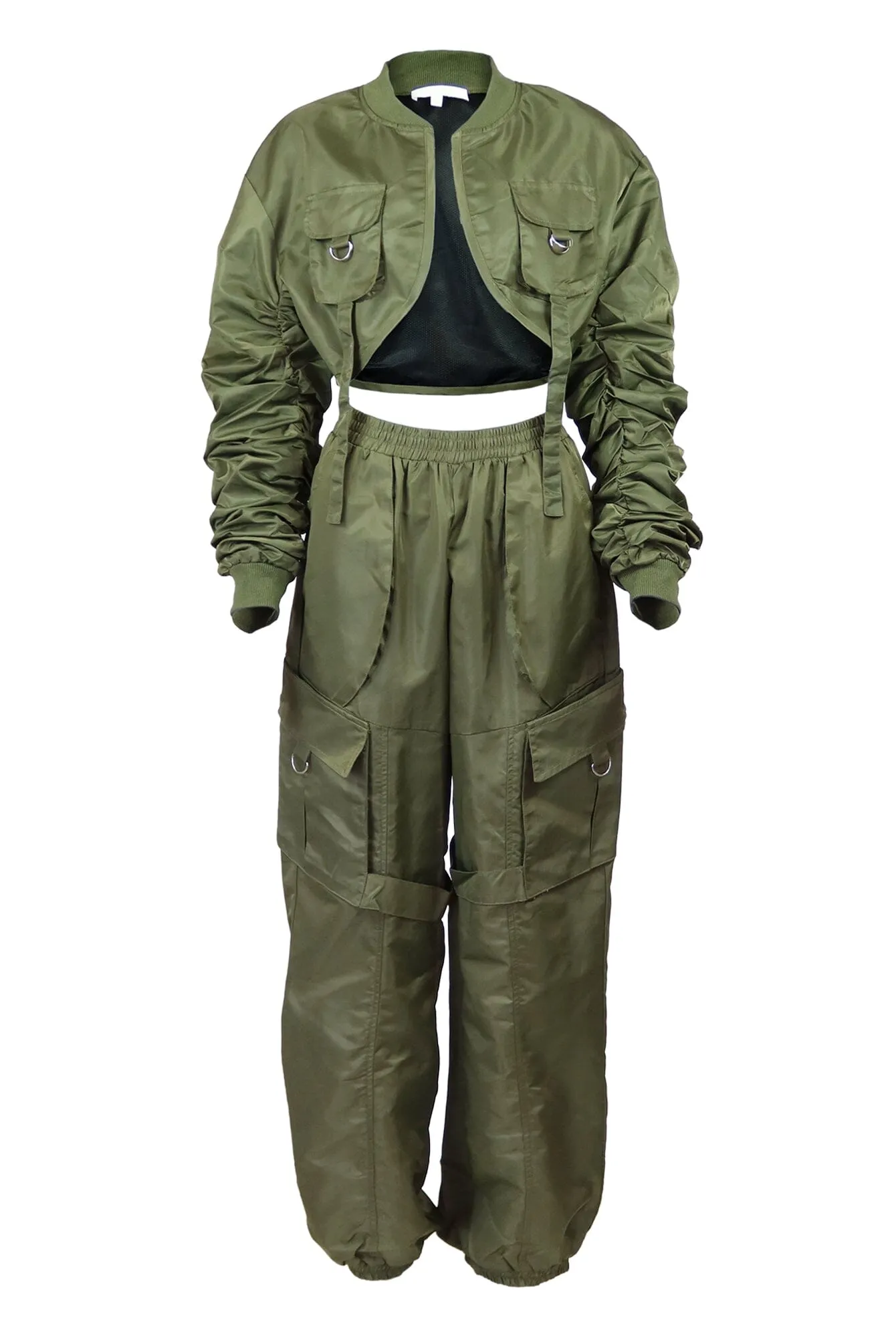 Elora Nylon Bomber Jacket & Jogger SET