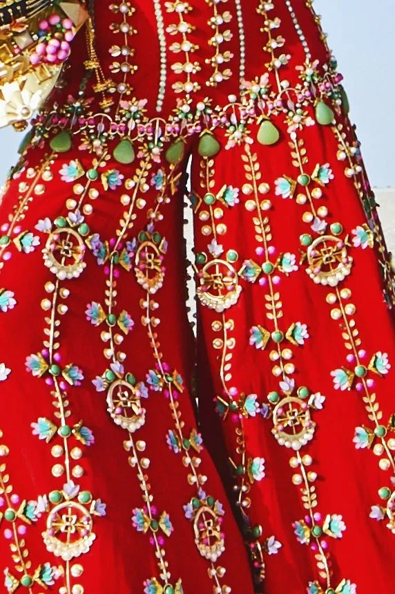 Embroidered Red Jumpsuit