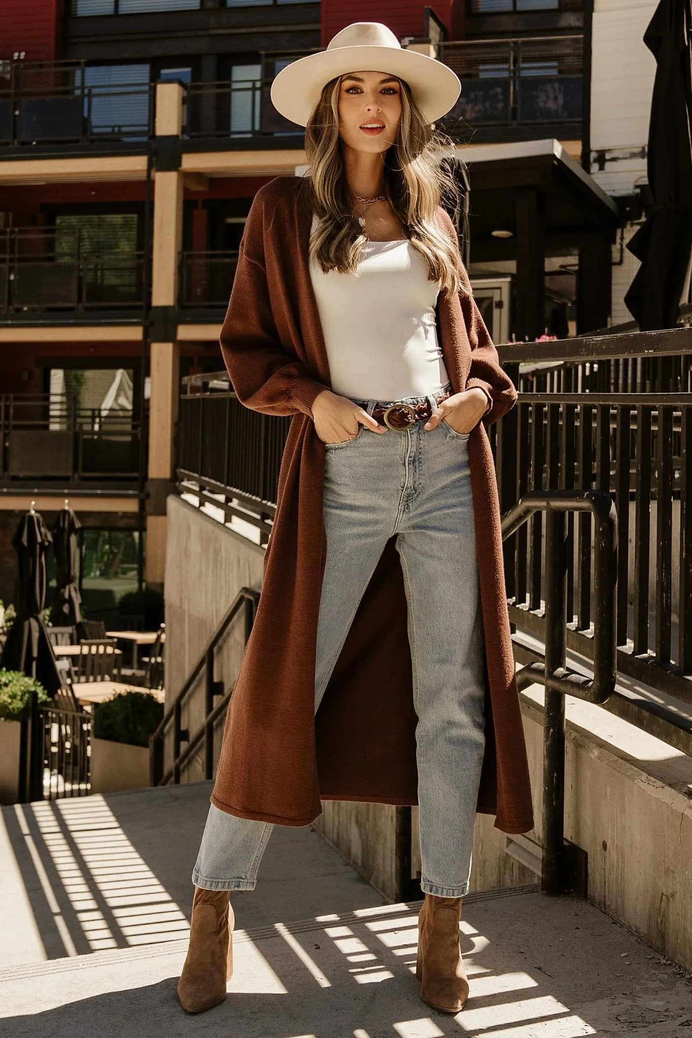 Ethel Long Cardigan | Dark Brown