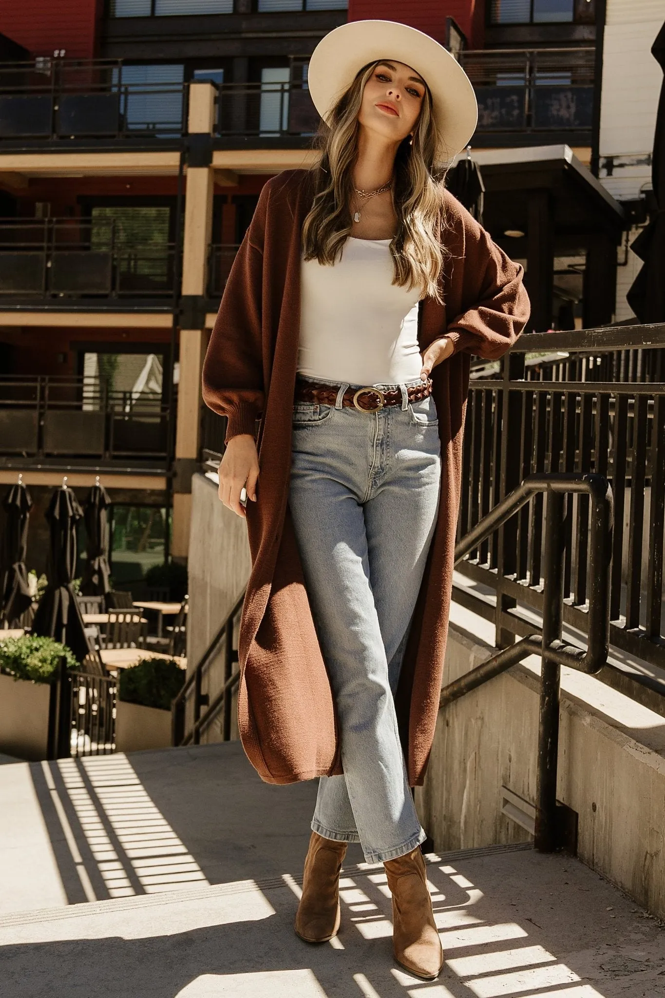 Ethel Long Cardigan | Dark Brown
