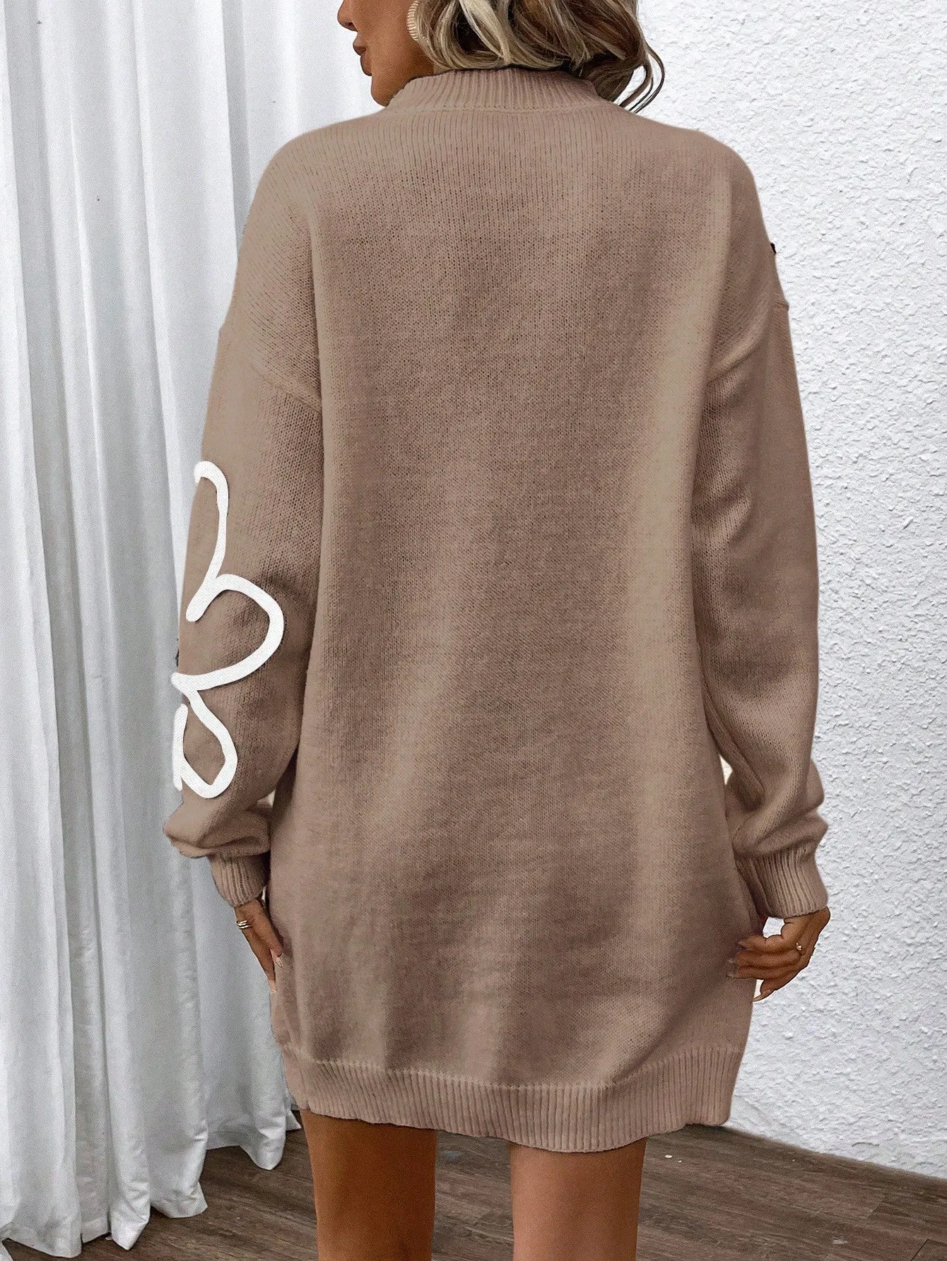 Floral Pattern Drop Shoulder Sweater Dress