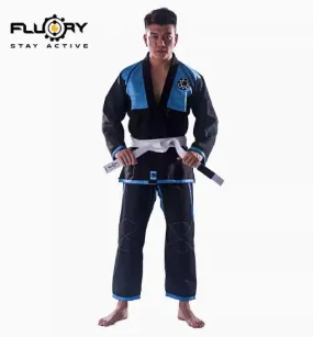 FLUORY BJJF01 JIU JITSU GI Size XS-XL BLACK BLUE UNISEX