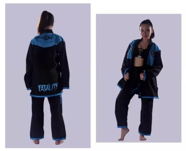 FLUORY BJJF01 JIU JITSU GI Size XS-XL BLACK BLUE UNISEX