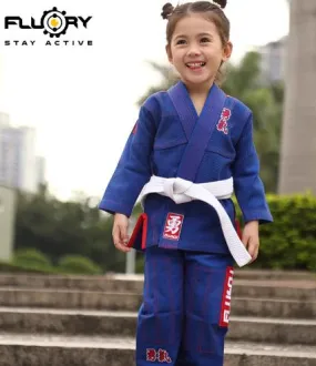 FLUORY COURAGE BJJF31 JIU JITSU GI JUNIOR SIZE XXS-XL BLUE