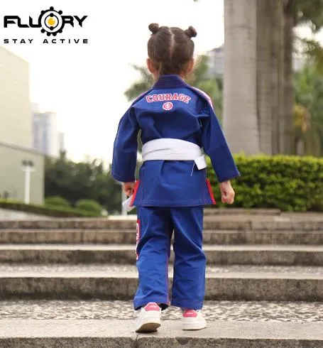 FLUORY COURAGE BJJF31 JIU JITSU GI JUNIOR SIZE XXS-XL BLUE
