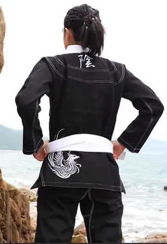 FLUORY YIN YANG BJJF14 JIU JITSU GI WOMAN SIZE F0-F2 2 COLOURS BLACK / WHITE