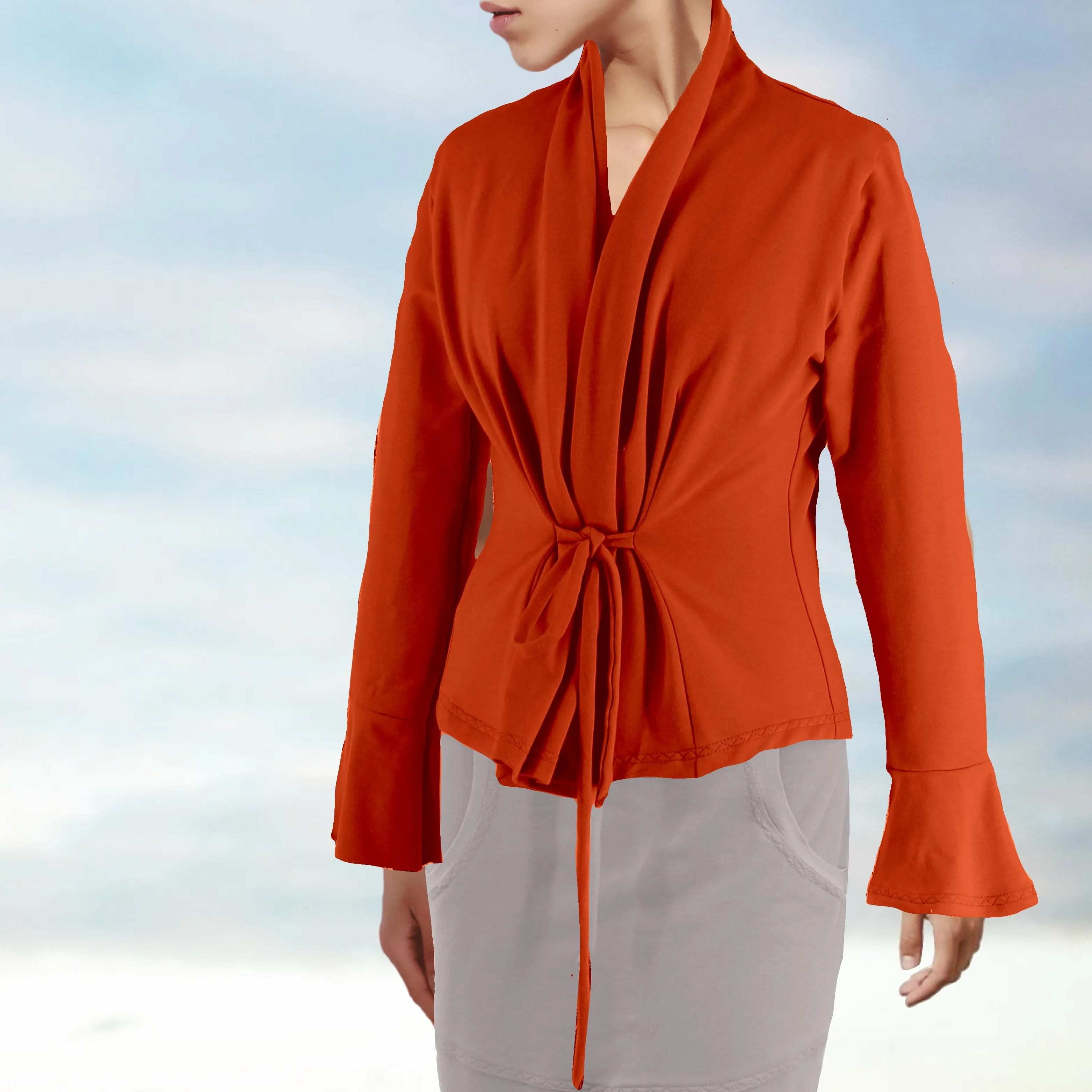 Getailleerd vest in biologische katoenen soft sweat / Tailered organic cotton sweat cardigan