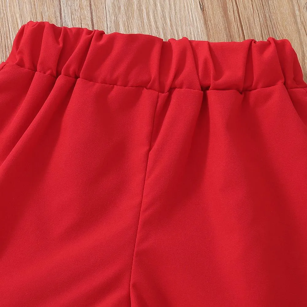 Girls Summer Love Sleeveless Vest Shorts Two-piece Suit Wholesale