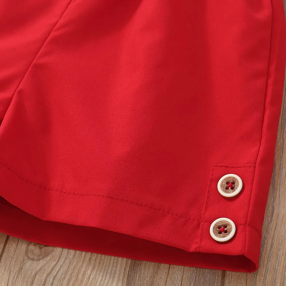 Girls Summer Love Sleeveless Vest Shorts Two-piece Suit Wholesale