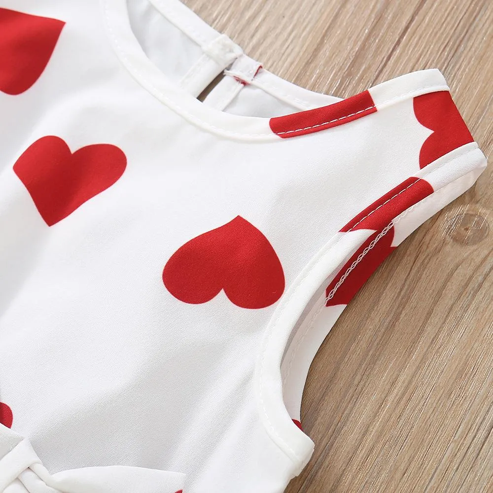 Girls Summer Love Sleeveless Vest Shorts Two-piece Suit Wholesale