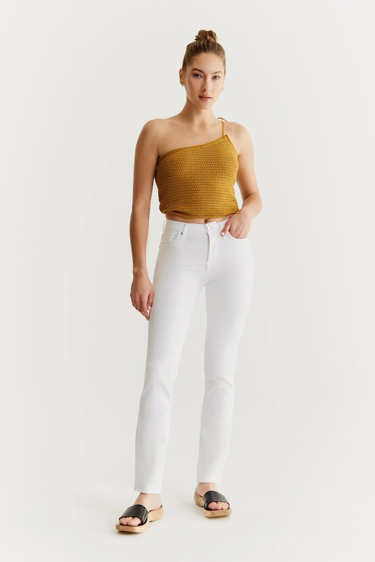 Hannah High Waist 5 Pocket Pants White