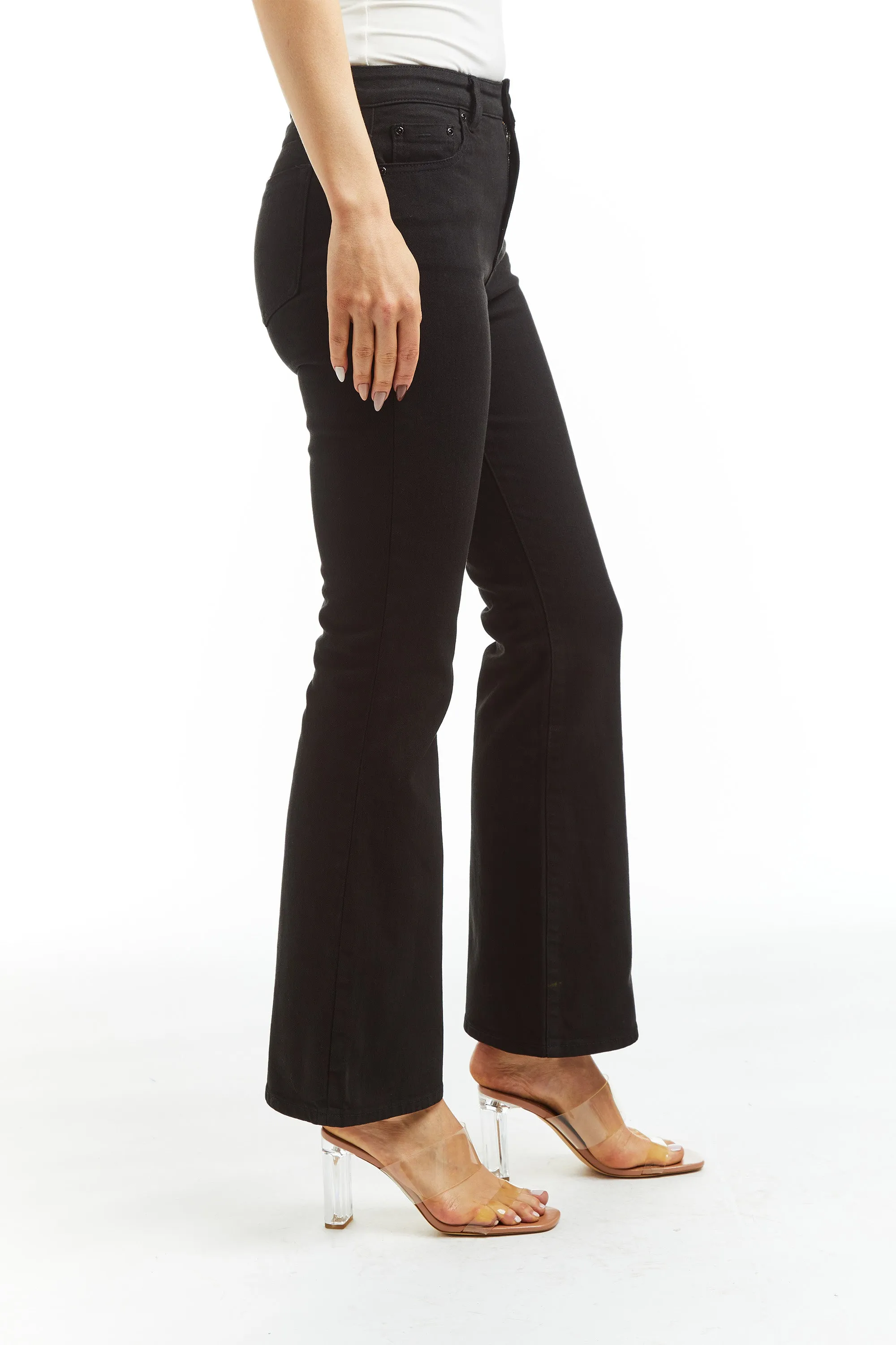 High Rise Loose Flare In Black