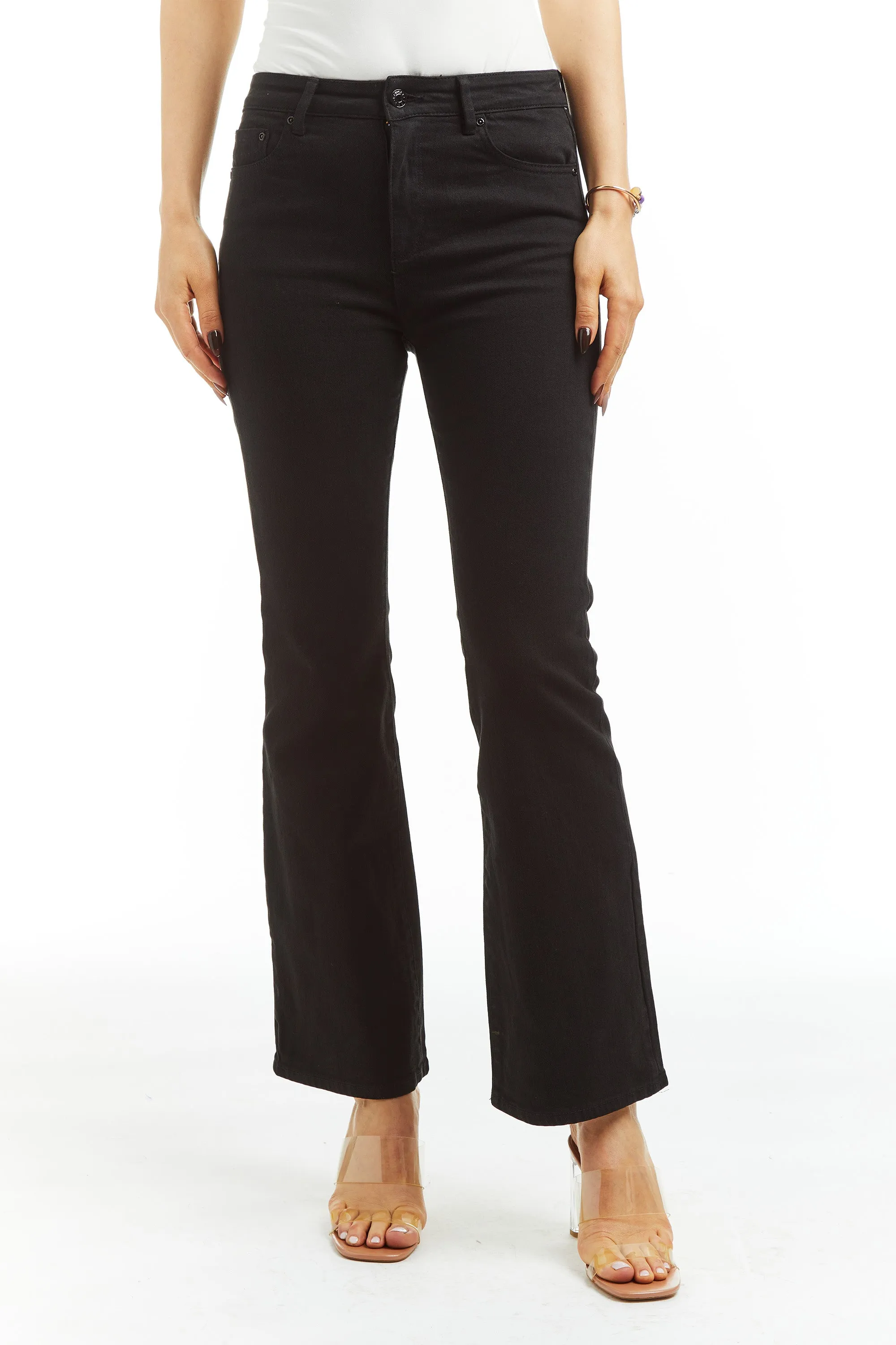 High Rise Loose Flare In Black