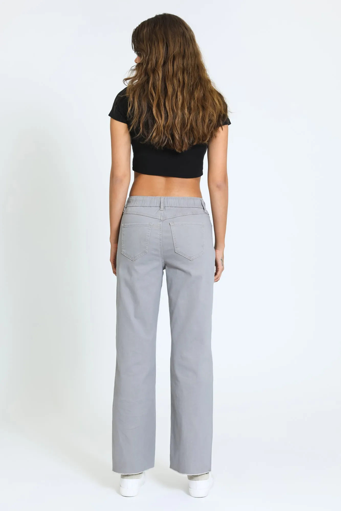 HIGH RISE WIDE LEG PANT - MINK ENZYME