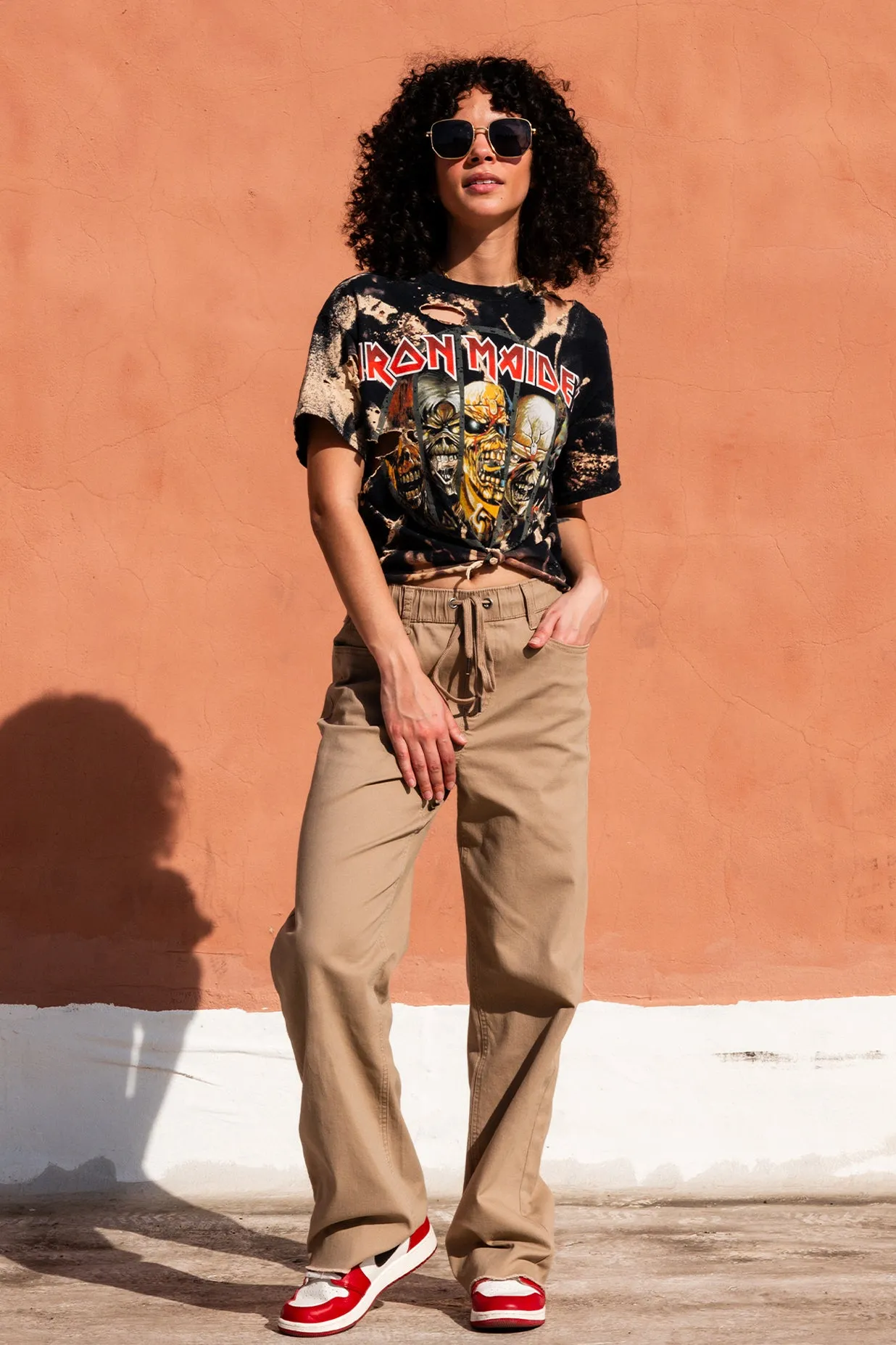 HIGH RISE WIDE LEG PANT - TAUPE BROWN