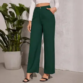 High Waist Wide Leg Straight Office Pants