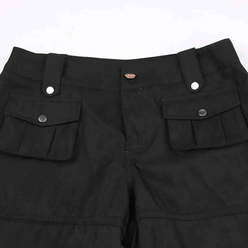 High-Waisted Cargo Pants with Drawstring Details