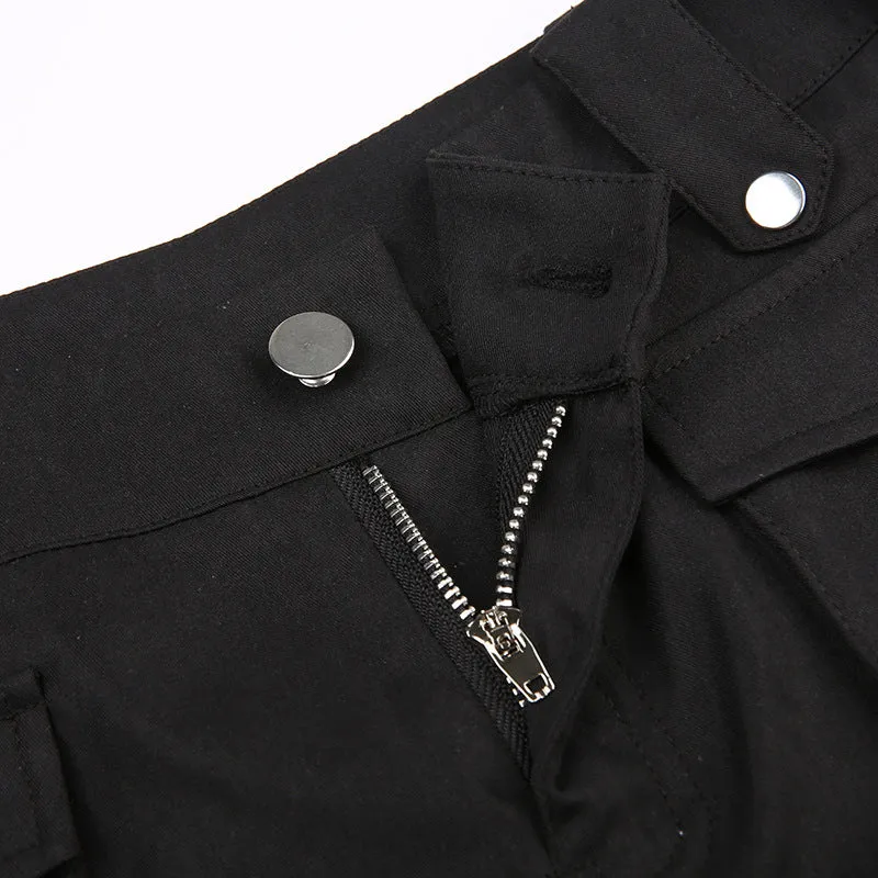 High-Waisted Cargo Pants with Drawstring Details