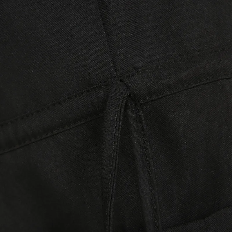 High-Waisted Cargo Pants with Drawstring Details