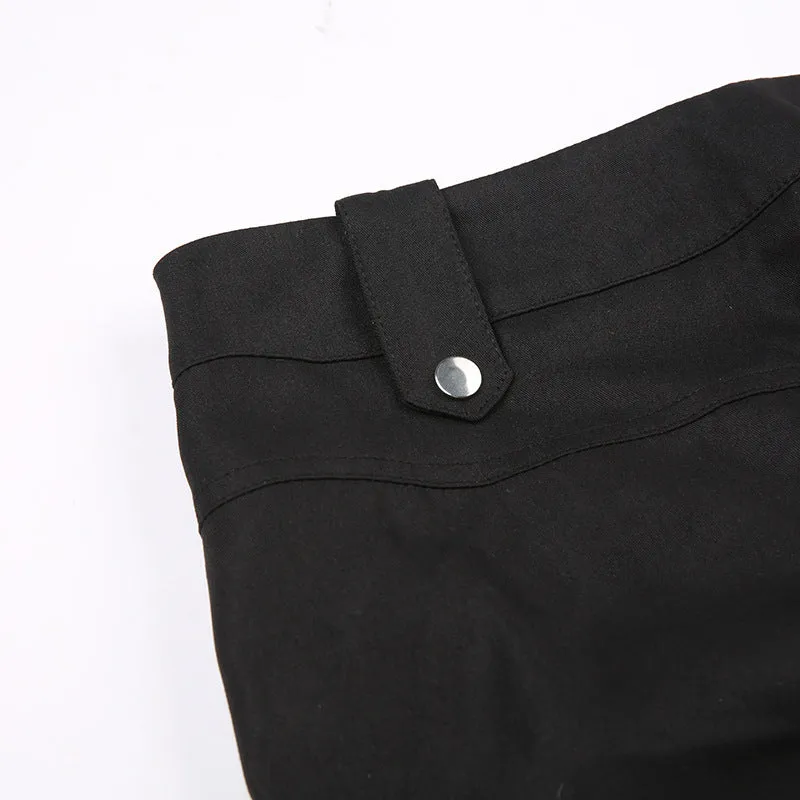 High-Waisted Cargo Pants with Drawstring Details