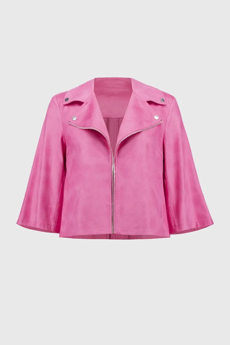 Joseph Ribkoff Textured Faux Suede Swing Jacket - Bubble Gum 251908