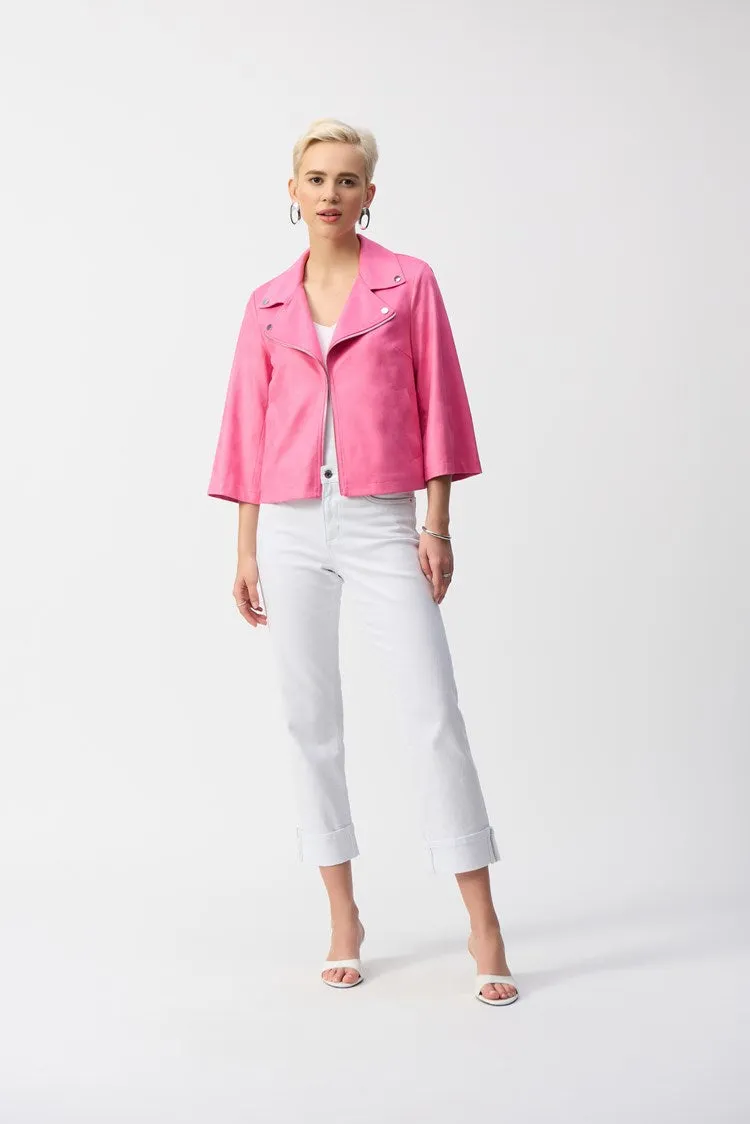 Joseph Ribkoff Textured Faux Suede Swing Jacket - Bubble Gum 251908