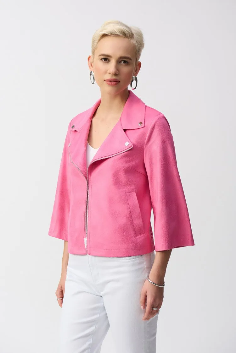 Joseph Ribkoff Textured Faux Suede Swing Jacket - Bubble Gum 251908