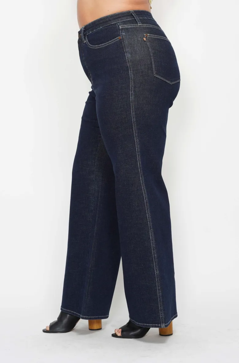 Judy Blue Dark Wash Retro Wide Leg Jeans