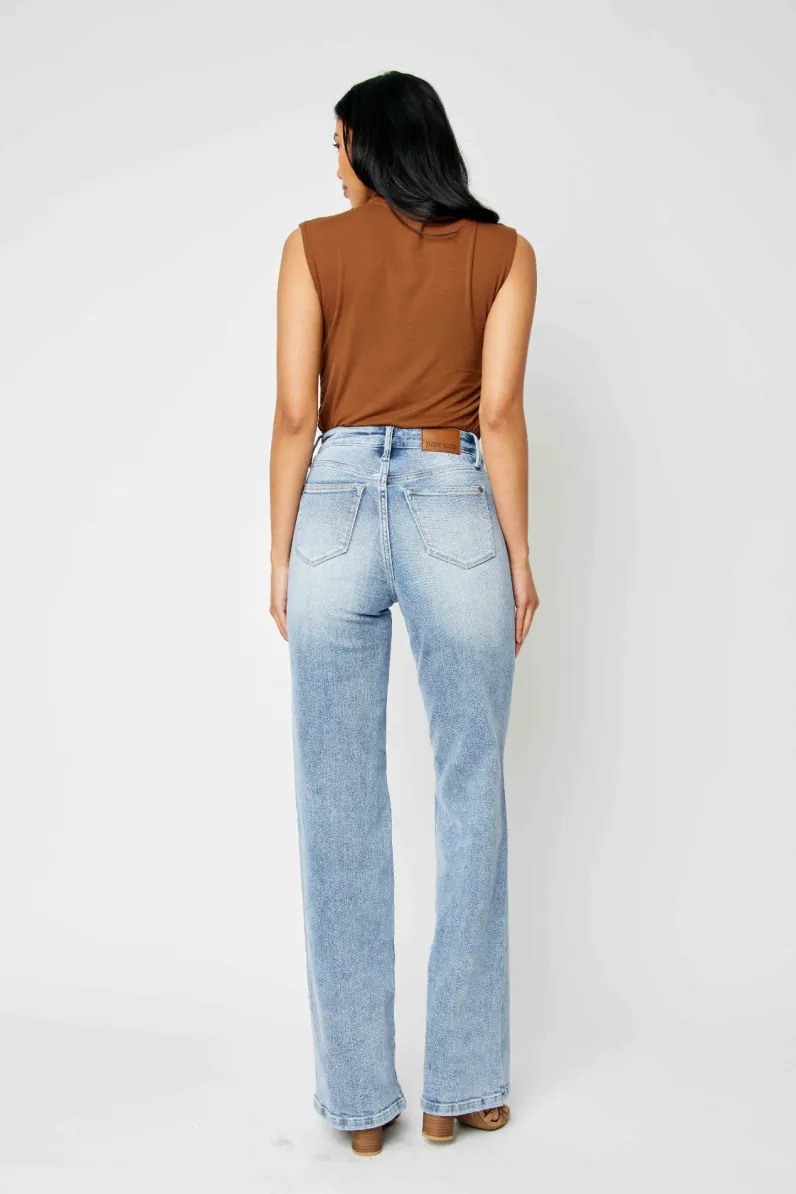Judy Blue High Waist Front Yoke Retro Wide Leg Jeans