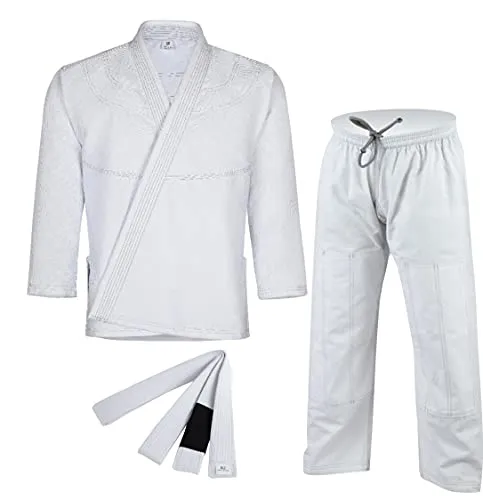 Kids Brazilian Jiu Jitsu Gi for Kimonos LightWeight, Preshrunk with Free White Belt