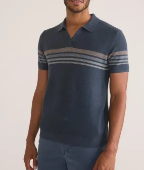 Liam Sweater Polo Navy Neutral Stripe