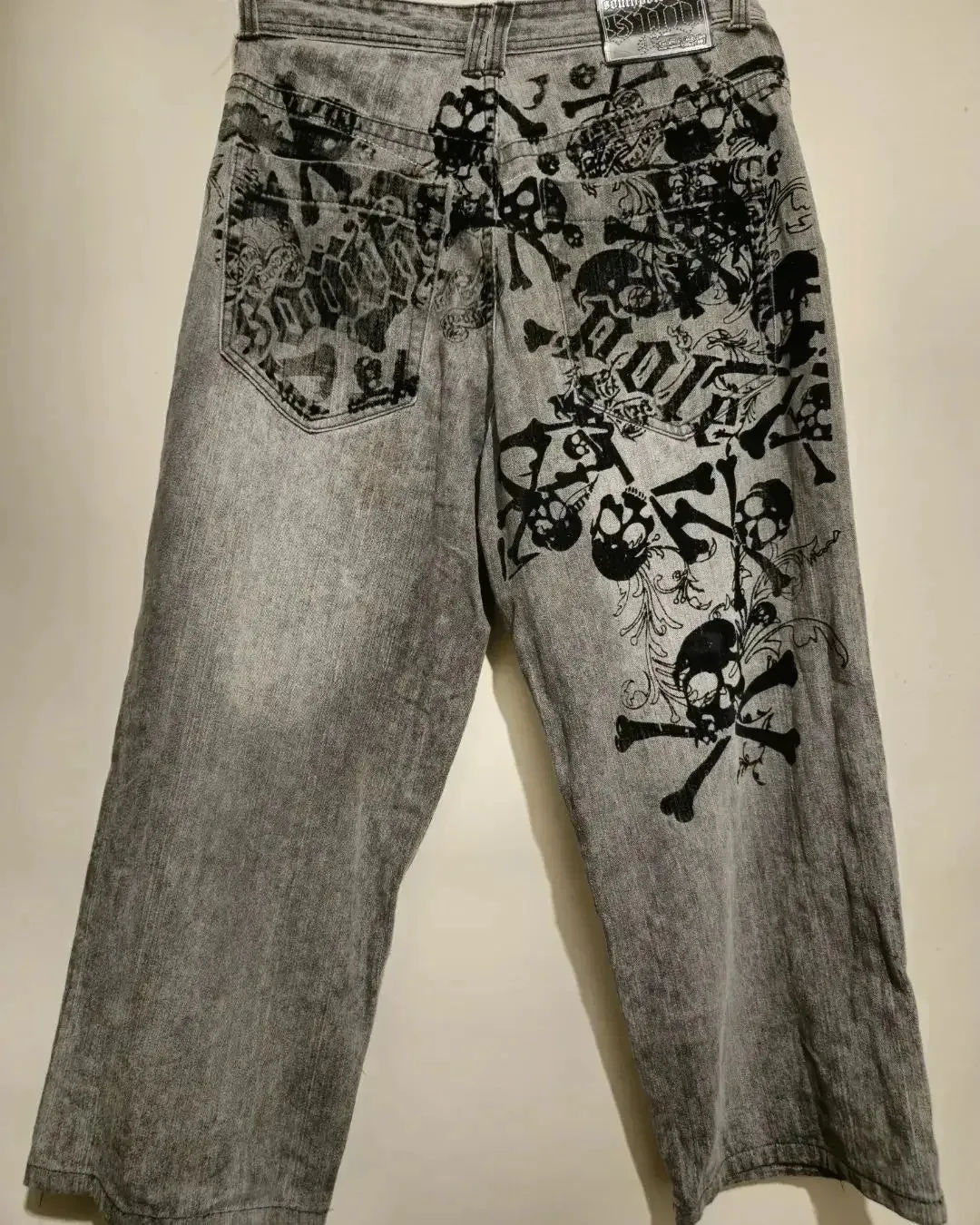 LVSANW 2024 New American Vintage hip-hop washing fashion striped graffiti jeans women's Y2K Harajuku punk Gothic wide pants Streetwear
