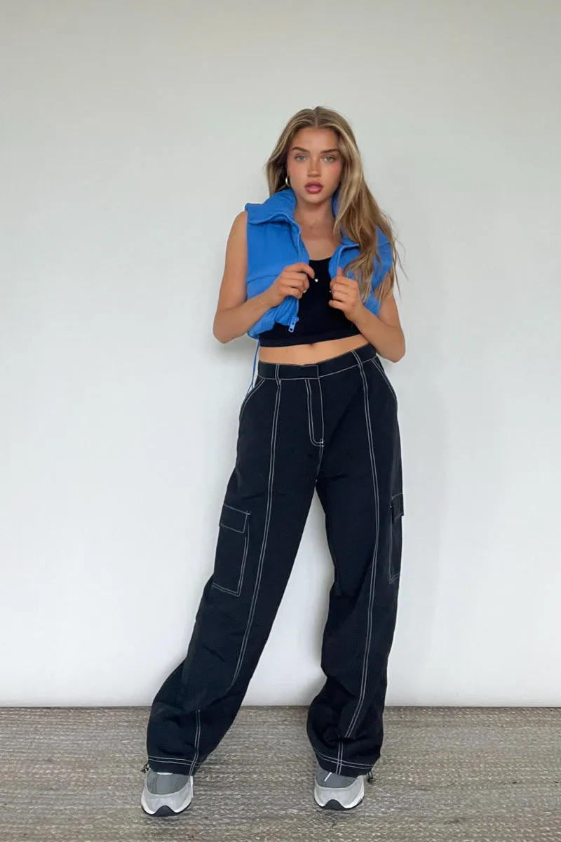 Lydia Contrast Seam Parachute Pants
