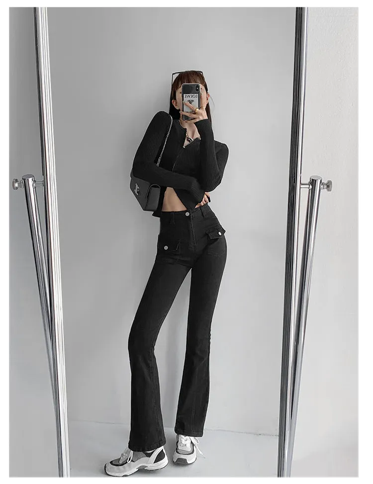 Matte Design double pocket flared pants